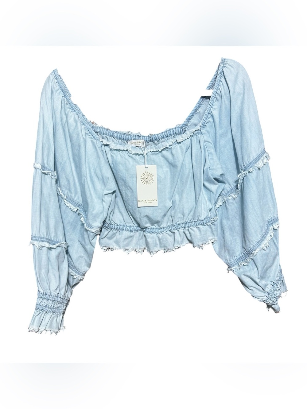 NWT Ramy Brook Charli Off The Shoulder Chambray Crop Top - Size XXS - $245